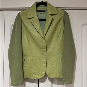 Marc Laurent‎ vintage leather blazer with knit sleeves small